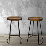 Artiss Set of 2 Wooden Backless Bar Stools - Black