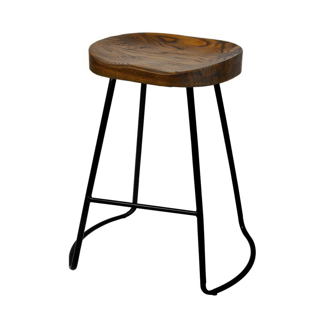 Artiss Set of 2 Wooden Backless Bar Stools - Black