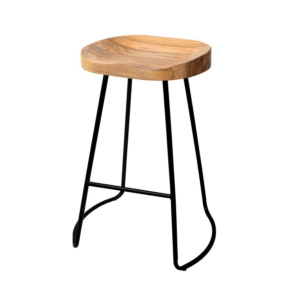 Artiss Set of 2 Wooden Backless Bar Stools - Natural