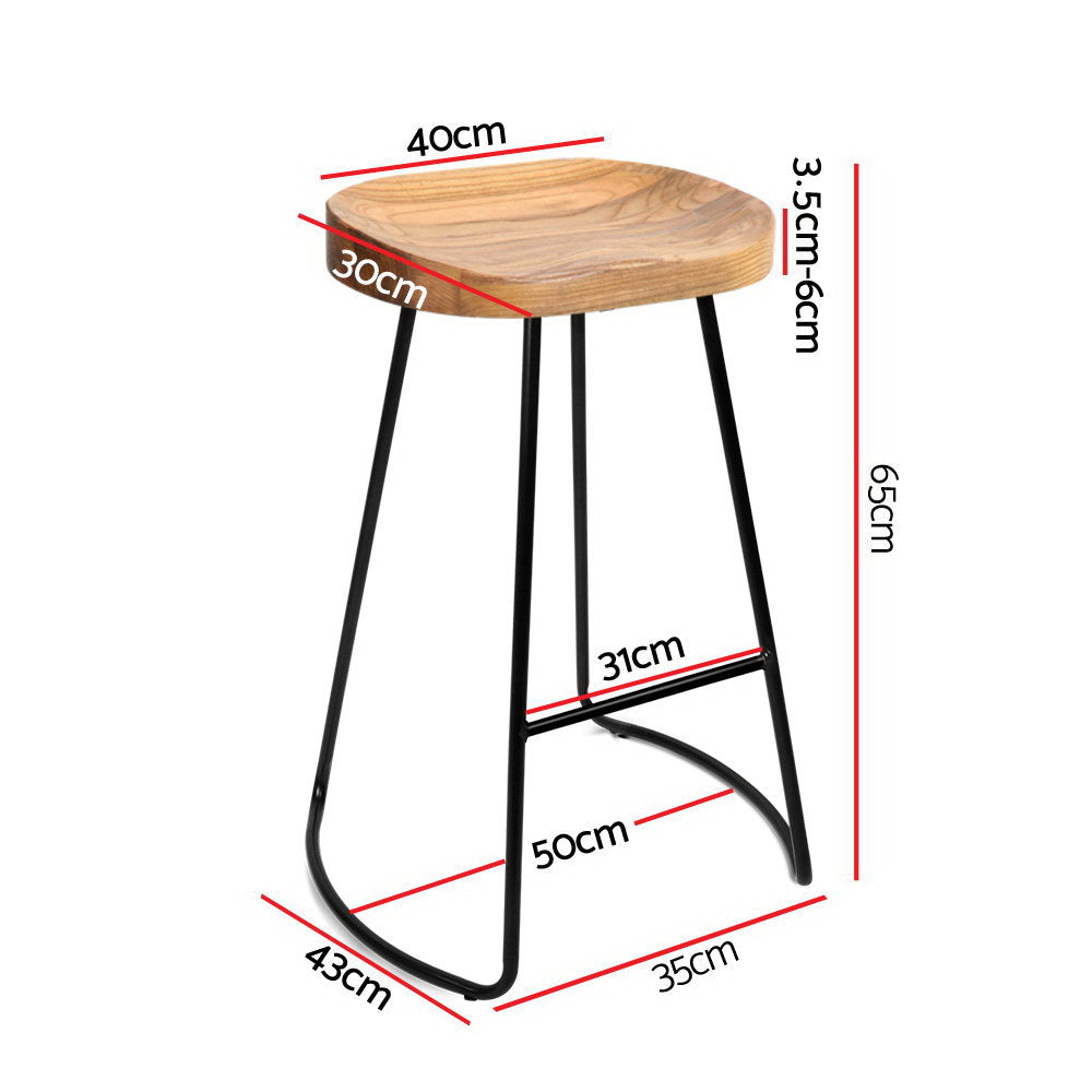 Artiss Set of 2 Wooden Backless Bar Stools - Natural