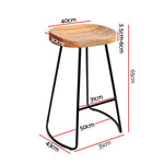 Artiss Set of 2 Wooden Backless Bar Stools - Natural
