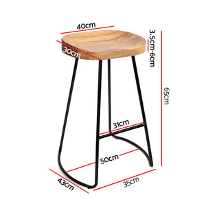 Artiss Set of 2 Wooden Backless Bar Stools - Natural