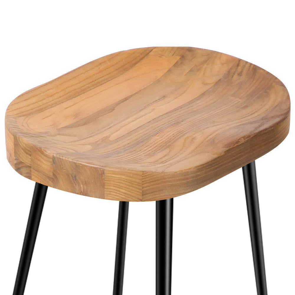 Artiss Set of 2 Wooden Backless Bar Stools - Natural