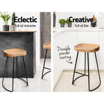 Artiss Set of 2 Wooden Backless Bar Stools - Natural