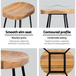 Artiss Set of 2 Wooden Backless Bar Stools - Natural