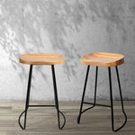 Artiss Set of 2 Wooden Backless Bar Stools - Natural