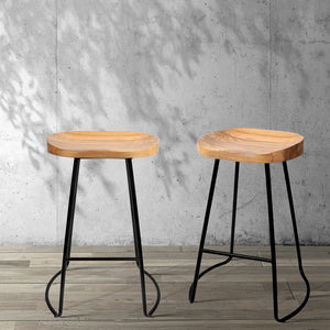 Artiss Set of 2 Wooden Backless Bar Stools - Natural