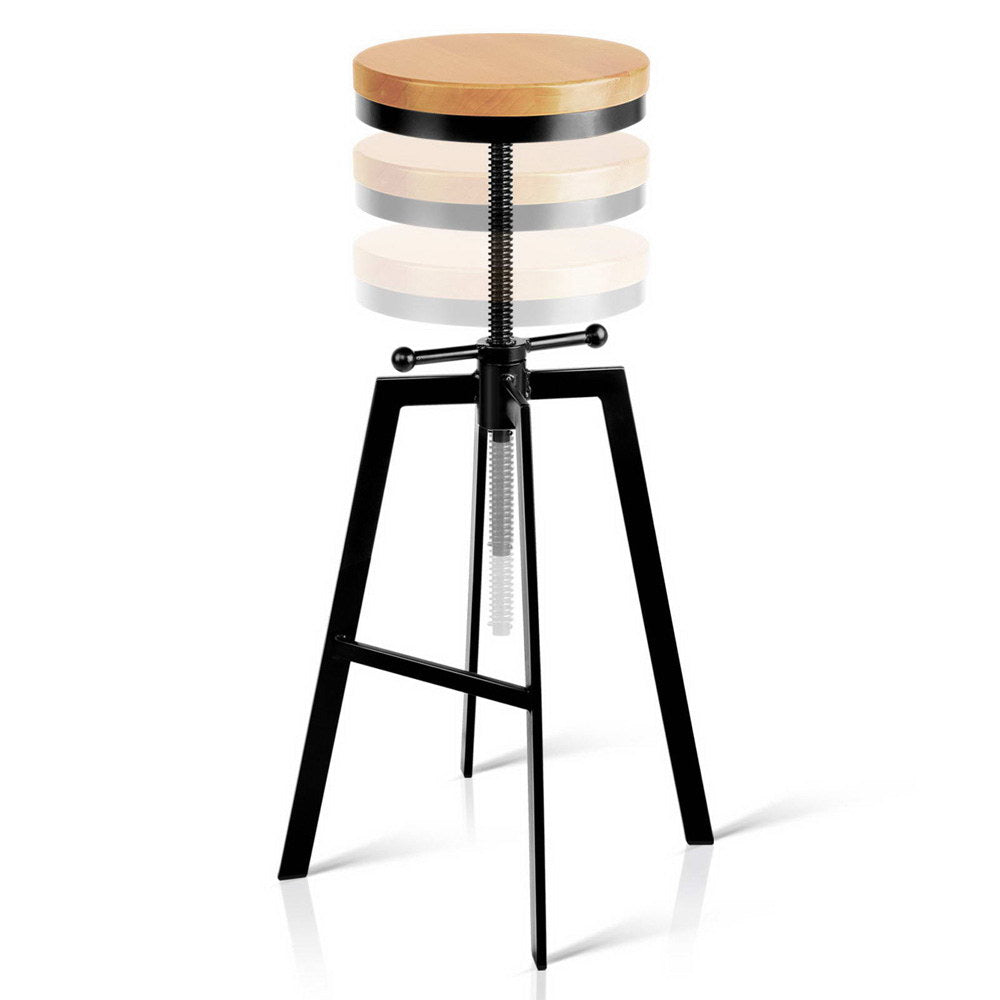 Artiss Adjutable Height Swivel Bar Stool - Black