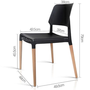 Artiss Set of 4 Wooden Stackable Dining Chairs - Black