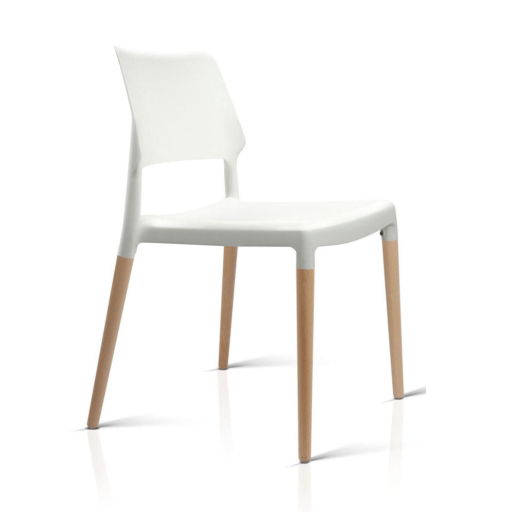 Artiss Set of 4 Wooden Stackable Dining Chairs - White