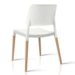 Artiss Set of 4 Wooden Stackable Dining Chairs - White