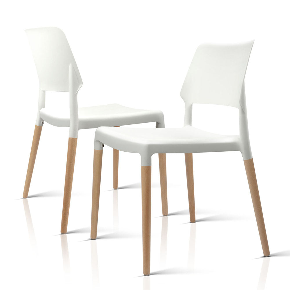 Artiss Set of 4 Wooden Stackable Dining Chairs - White