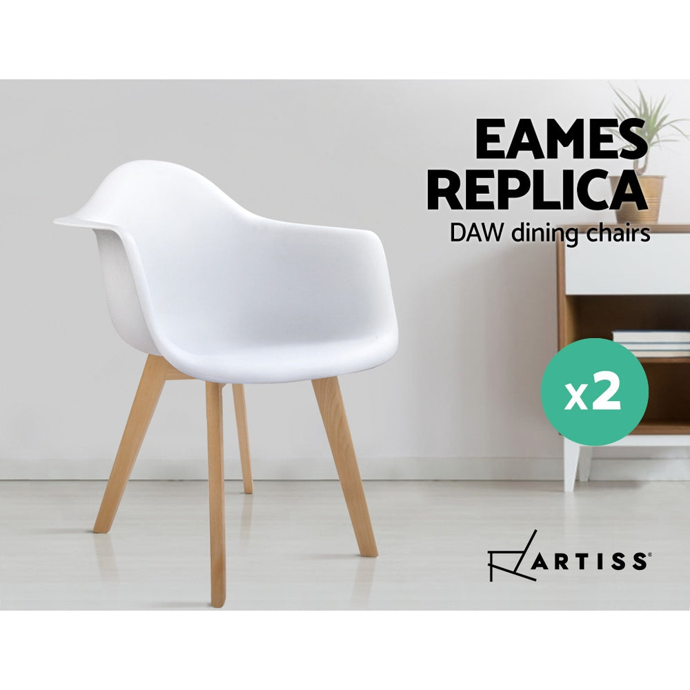 Artiss Set of 2 Replica Eames Dining Chairs - White