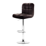 Artiss 2x Gas Lift Bar Stools Swivel Chairs Leather Chrome Chocolate