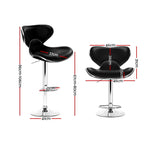Artiss 2x Bar Stools DINO Kitchen Swivel Bar Stool Leather Gas Lift Chairs Black