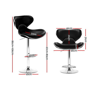 Artiss 2x Bar Stools DINO Kitchen Swivel Bar Stool Leather Gas Lift Chairs Black