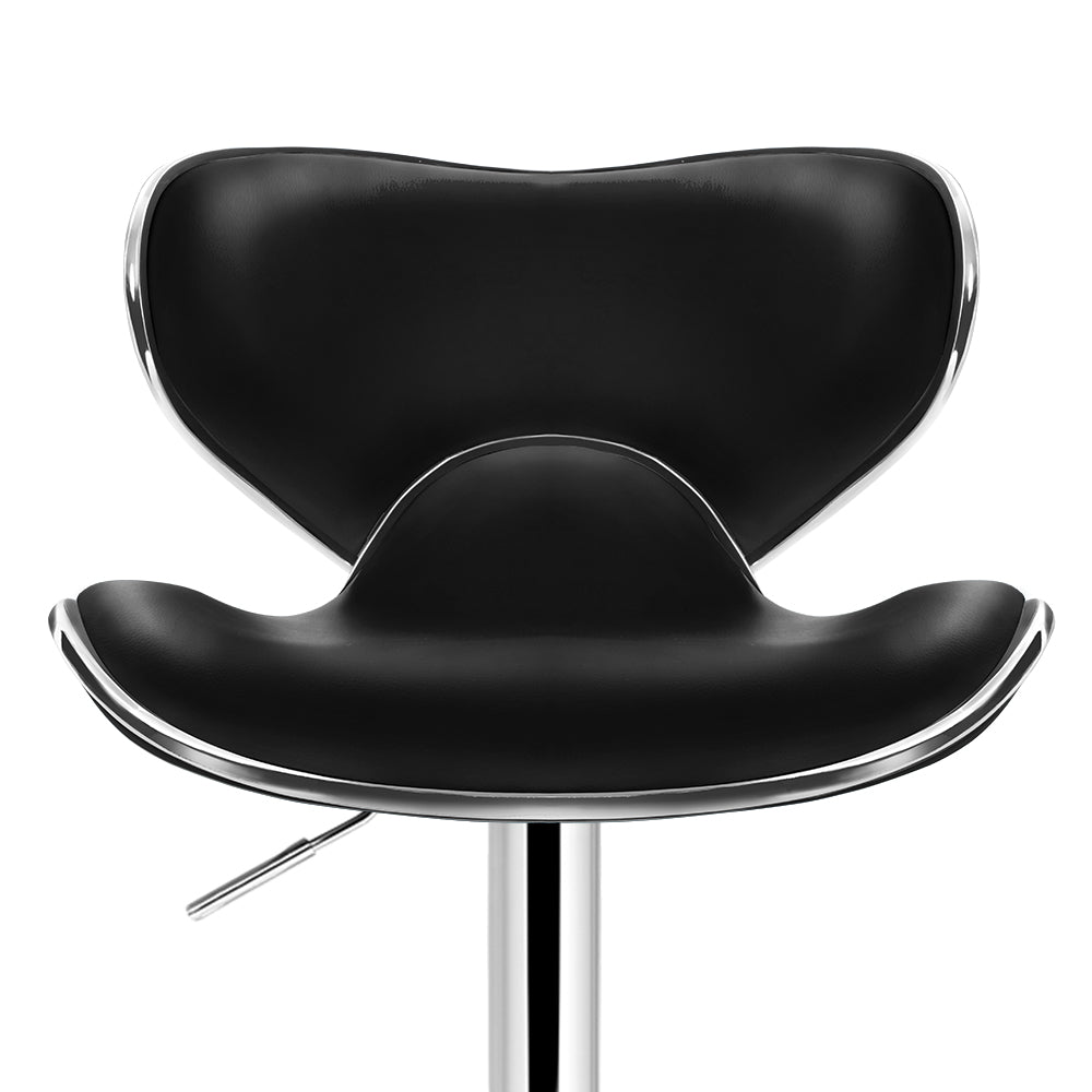 Artiss 2x Bar Stools DINO Kitchen Swivel Bar Stool Leather Gas Lift Chairs Black
