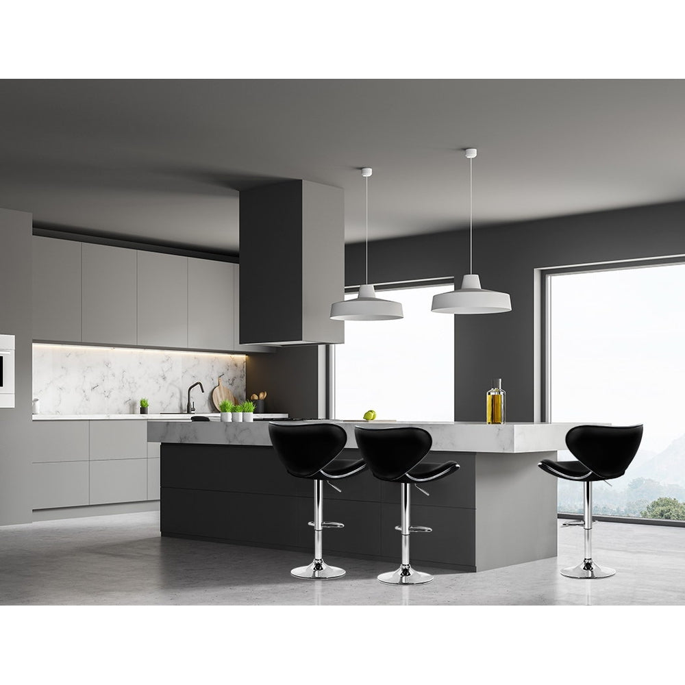 Artiss 2x Bar Stools DINO Kitchen Swivel Bar Stool Leather Gas Lift Chairs Black