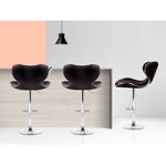 Artiss 2x Gas Lift Bar Stools Swivel Chairs Leather Chrome Chocolate