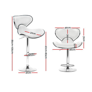Artiss 2x Bar Stools DINO Kitchen Swivel Bar Stool Leather Gas Lift Chairs White