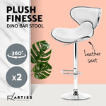 Artiss 2x Bar Stools DINO Kitchen Swivel Bar Stool Leather Gas Lift Chairs White