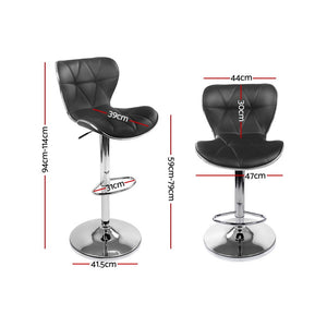 Artiss Set of 2 PU Leather Bar Stools - Black