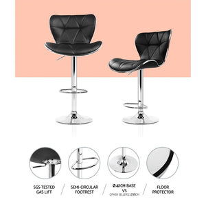 Artiss Set of 2 PU Leather Bar Stools - Black