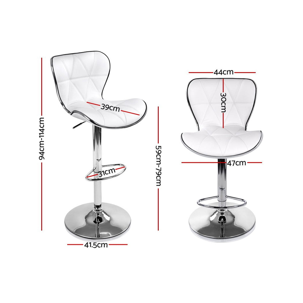 Artiss Set of 2 PU Leather Bar Stools - White