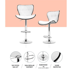Artiss Set of 2 PU Leather Bar Stools - White