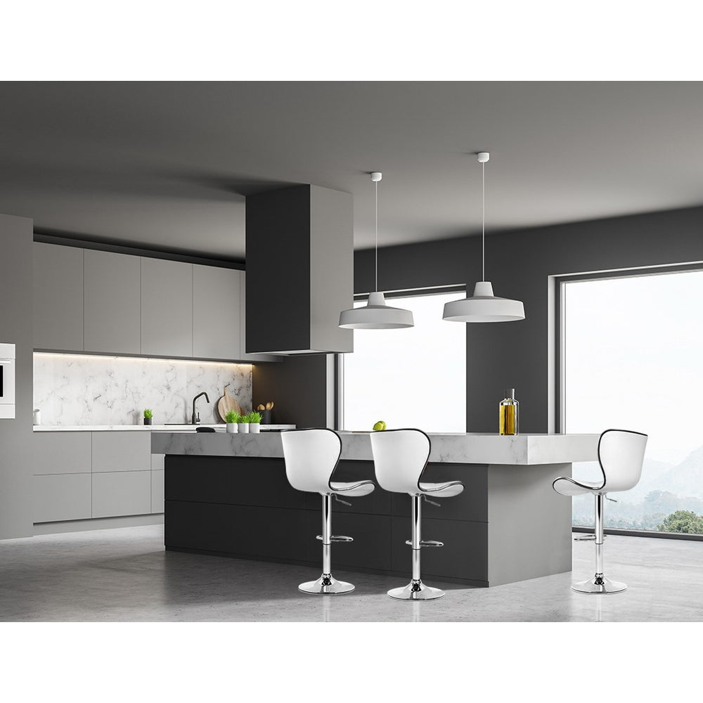 Artiss Set of 2 PU Leather Bar Stools - White