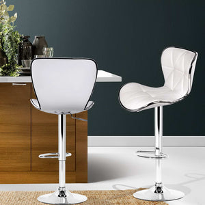 Artiss Set of 2 PU Leather Bar Stools - White
