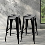 Artiss Set of 2 Metal Backless Stools - Black
