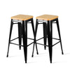 Artiss Set of 2 Bamboo Backless Bar Stools - Black