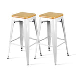 Artiss Set of 2 Bamboo Backless Bar Stools - White