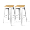 Artiss Set of 2 Bamboo Backless Bar Stools - White