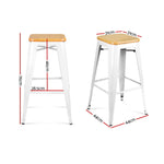 Artiss Set of 2 Bamboo Backless Bar Stools - White