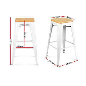 Artiss Set of 2 Bamboo Backless Bar Stools - White