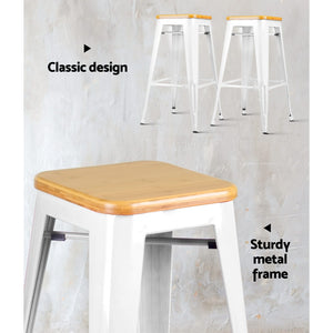 Artiss Set of 2 Bamboo Backless Bar Stools - White
