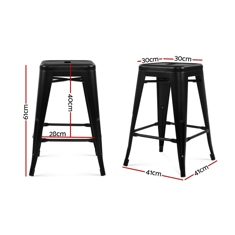 Artiss Set of 4 Metal Backless Bar Stools - Glossy Black