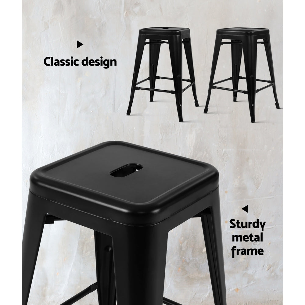 Artiss Set of 4 Metal Backless Bar Stools - Glossy Black