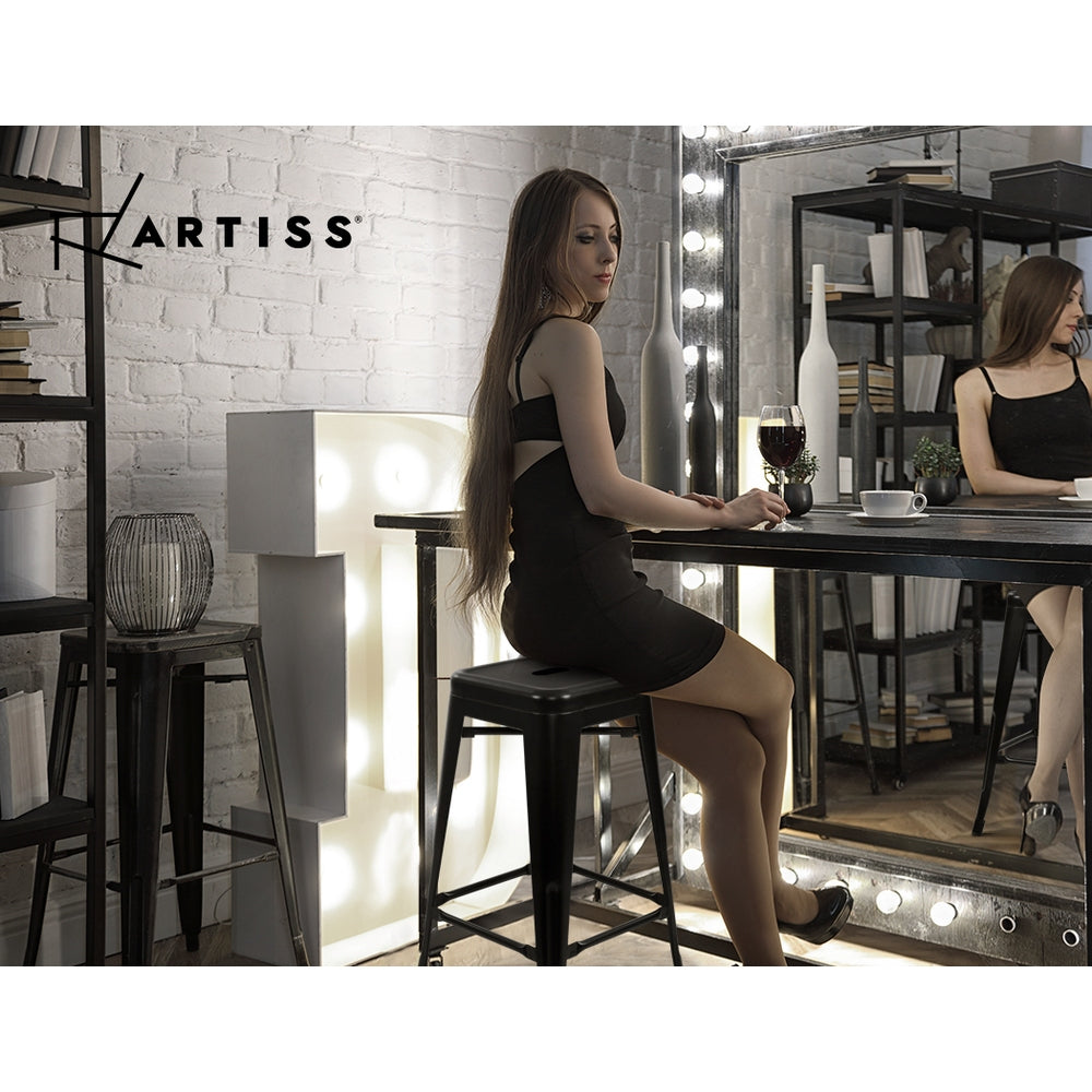 Artiss Set of 4 Metal Backless Bar Stools - Glossy Black