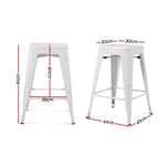 Artiss 4x Replica Tolix Bar Stools Metal Bar Stool Kitchen Cafe Chair 61cm White