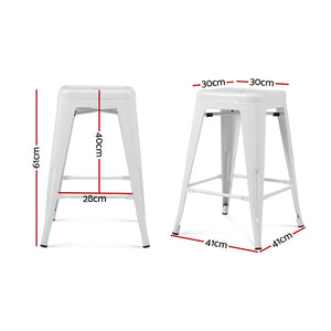 Artiss 4x Replica Tolix Bar Stools Metal Bar Stool Kitchen Cafe Chair 61cm White