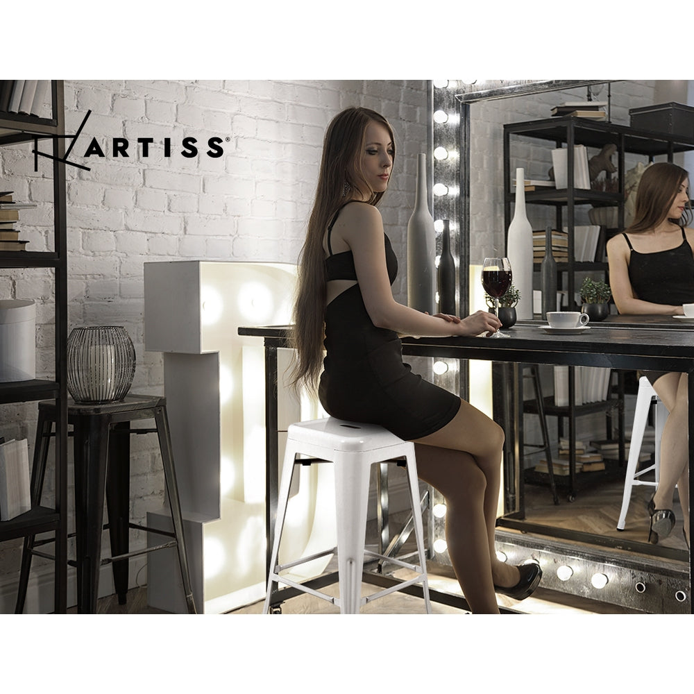 Artiss 4x Replica Tolix Bar Stools Metal Bar Stool Kitchen Cafe Chair 61cm White
