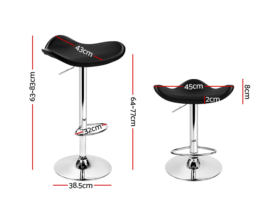 Artiss 2x Gas Lift Bar Stools Swivel Chairs Leather Chrome Black