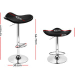 Artiss 2x Gas Lift Bar Stools Swivel Chairs Leather Chrome Black