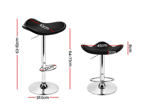 Artiss 2x Gas Lift Bar Stools Swivel Chairs Leather Chrome Black