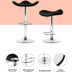 Artiss 2x Gas Lift Bar Stools Swivel Chairs Leather Chrome Black