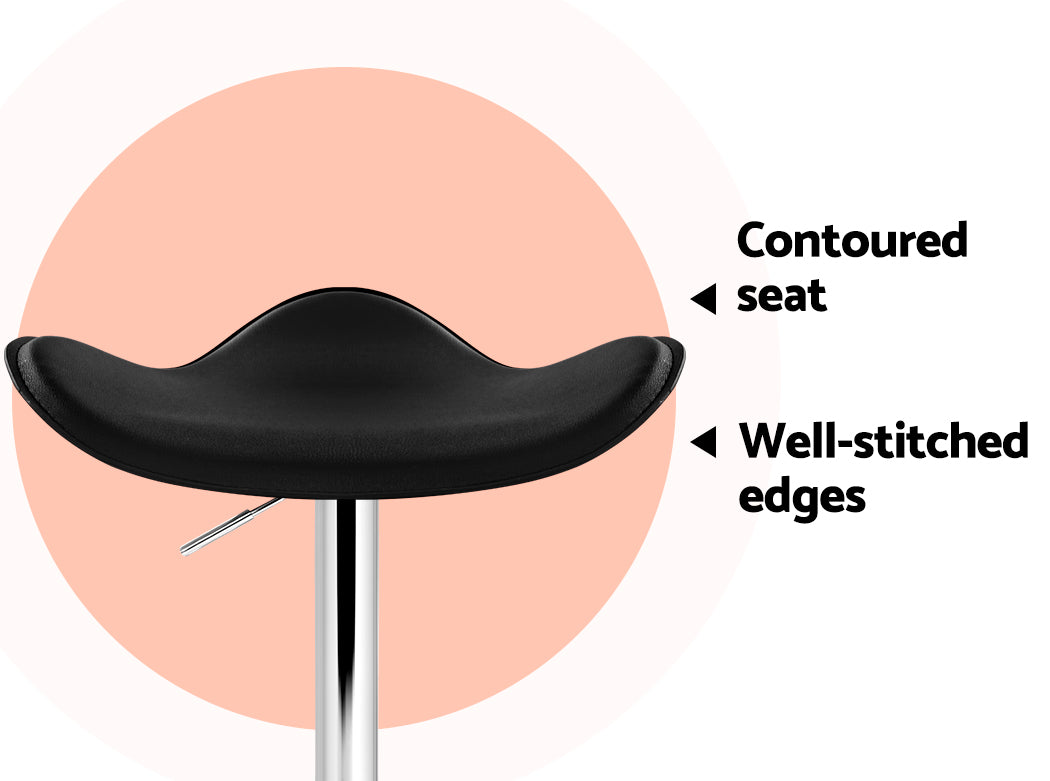 Artiss 2x Gas Lift Bar Stools Swivel Chairs Leather Chrome Black