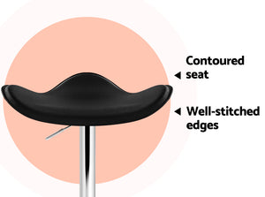 Artiss 2x Gas Lift Bar Stools Swivel Chairs Leather Chrome Black